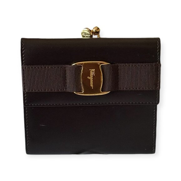 Salvatore Ferragamo Vara Bow Kisslock Wallet | Brown Leather - Picture 2 of 8